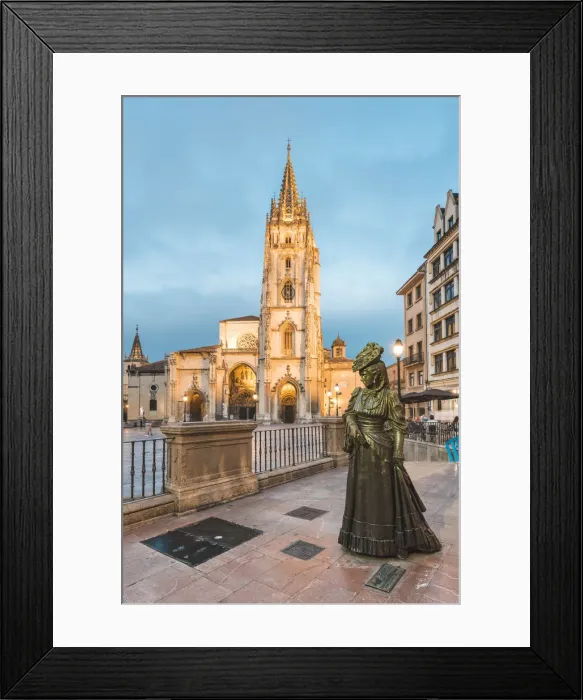 Framed Print : Spain, Asturias, Oviedo. Cathedral of San Salvador, and the Statue of La Regenta Framed Print : Spain, Asturias, Oviedo. Cathedral of San Salvador, and the Statue of La Regenta