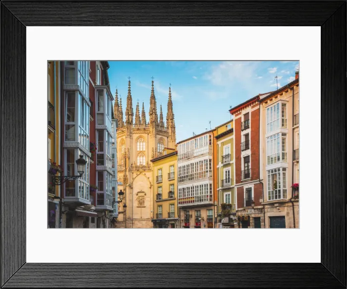 Framed Print : Spain, Castile and Leon, Burgos. Old town houses and the gothic Cathedral of Saint Framed Print : Spain, Castile and Leon, Burgos. Old town houses and the gothic Cathedral of Saint