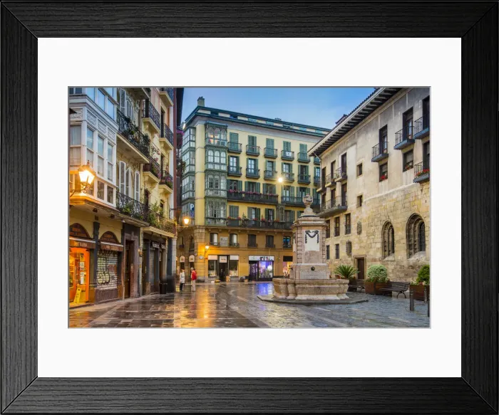 Framed Print : Casco Viejo or Old Town at dusk, Bilbao, Basque Country, Spain Framed Print : Casco Viejo or Old Town at dusk, Bilbao, Basque Country, Spain
