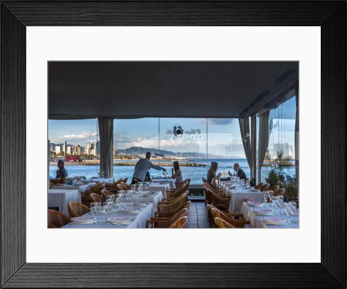 Framed Print : Restaurant, Port Olimpic, Barcelona, Catalonia, Spain Framed Print : Restaurant, Port Olimpic, Barcelona, Catalonia, Spain