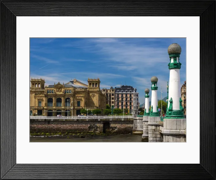Framed Print : Zurriola Bridge and Victoria Eugenia Theatre behind, Donostia San Sebastian, Gipuzkoa Framed Print : Zurriola Bridge and Victoria Eugenia Theatre behind, Donostia San Sebastian, Gipuzkoa