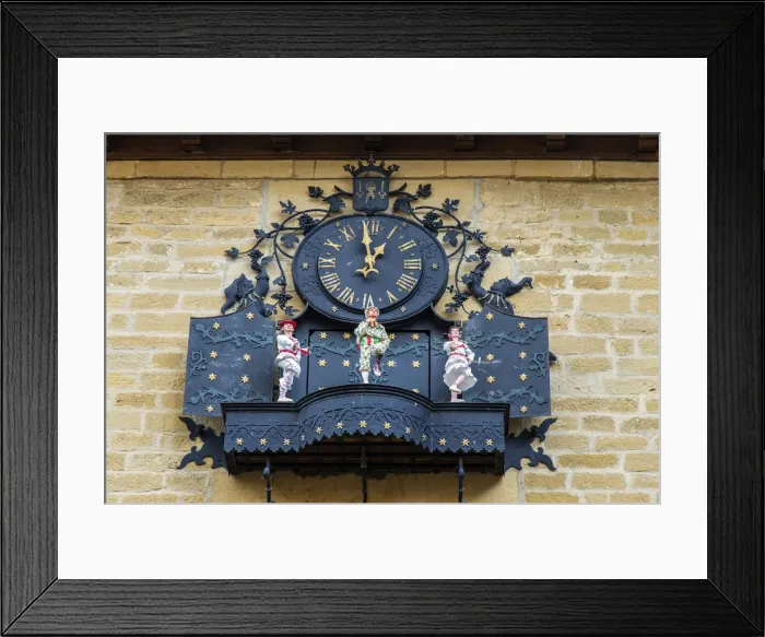 Framed Print : Town clock, Laguardia, Alava, Basque Country, Spain Framed Print : Town clock, Laguardia, Alava, Basque Country, Spain