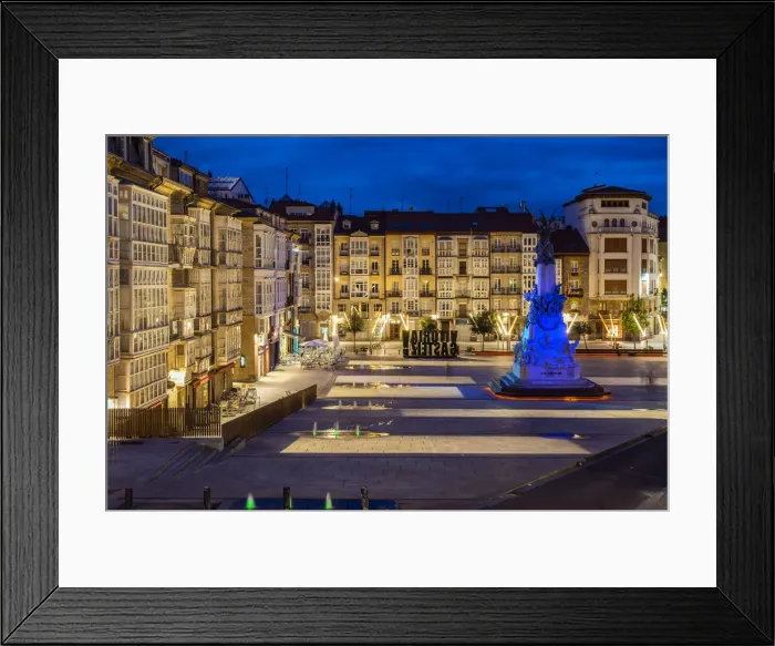 Framed Print : Night view of Plaza de la Virgen Blanca, Vitoria-Gasteiz, Alava, Basque Country, Spain Framed Print : Night view of Plaza de la Virgen Blanca, Vitoria-Gasteiz, Alava, Basque Country, Spain