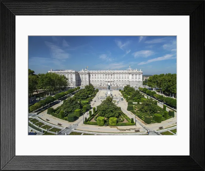 Framed Print : Top view over Plaza de Oriente square with Palacio Real or Royal Palace behind, Madrid Framed Print : Top view over Plaza de Oriente square with Palacio Real or Royal Palace behind, Madrid