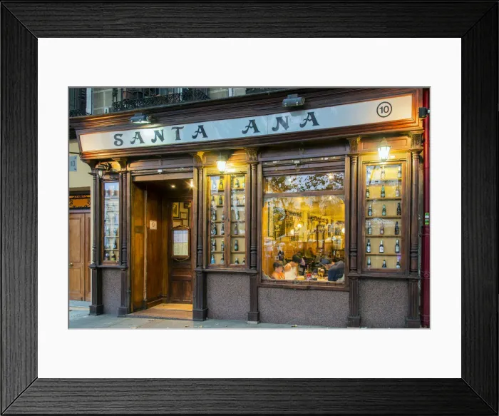 Framed Print : Outdoor night view of a restaurant in Plaza de Santa Ana, Madrid, Comunidad de Madrid Framed Print : Outdoor night view of a restaurant in Plaza de Santa Ana, Madrid, Comunidad de Madrid