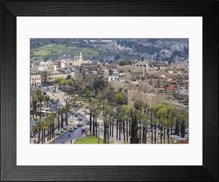 Framed Print : Israel, Jerusalem, View of Old Ciy looking towards Damascus Gate