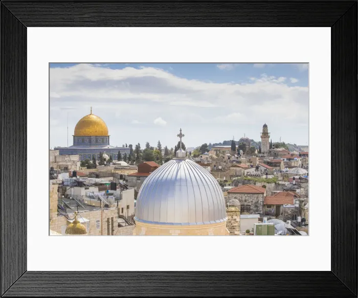 Framed Print : Israel, Jerusalem, View of Dome of the Rock and the Old Town