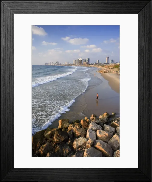 Framed Print : Beach and Tel Aviv from Jaffo Old Port, Israel Framed Print : Beach and Tel Aviv from Jaffo Old Port, Israel