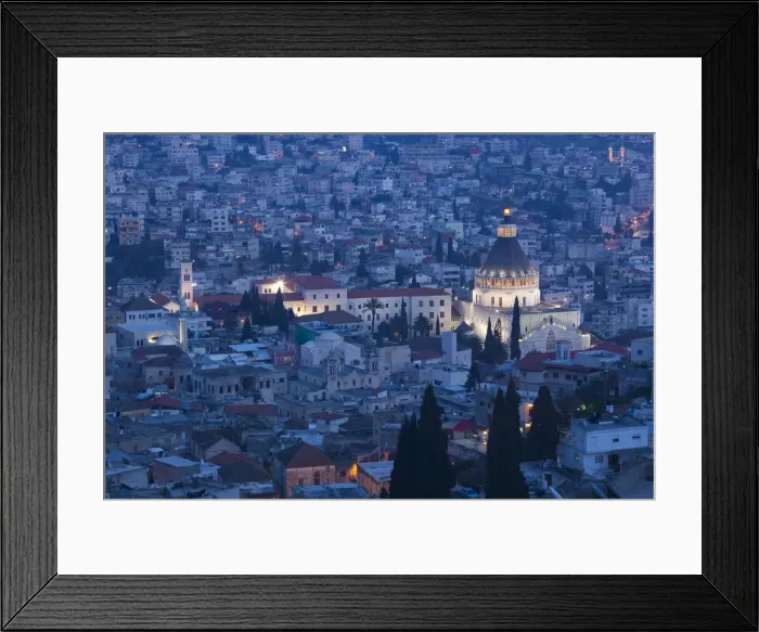 Framed Print : Israel, The Galilee, Nazareth, city and Basilica of the Annunciation
