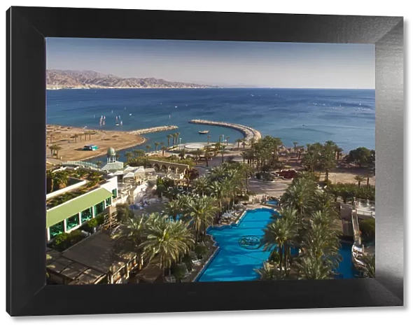 Israel, The Negev, Eilat of Red Sea from Herods Palace Hotel