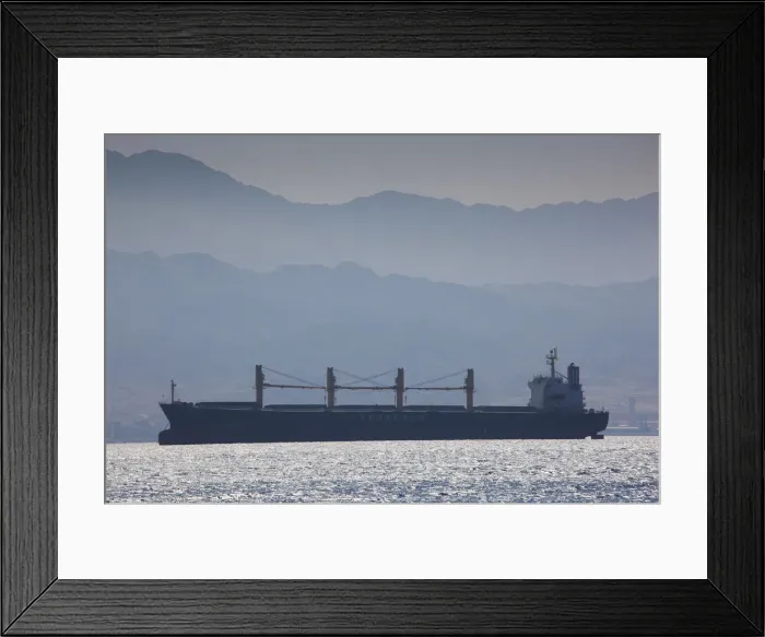 Framed Print : Israel, The Negev, Eilat, Red Sea beachfront, freighter Framed Print : Israel, The Negev, Eilat, Red Sea beachfront, freighter
