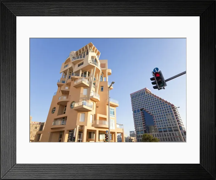 Framed Print : Israel, Tel Aviv, modern architecture along the beachfront Framed Print : Israel, Tel Aviv, modern architecture along the beachfront