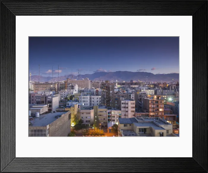 Framed Print : Iran, Tehran, elevated city view, dawn Framed Print : Iran, Tehran, elevated city view, dawn