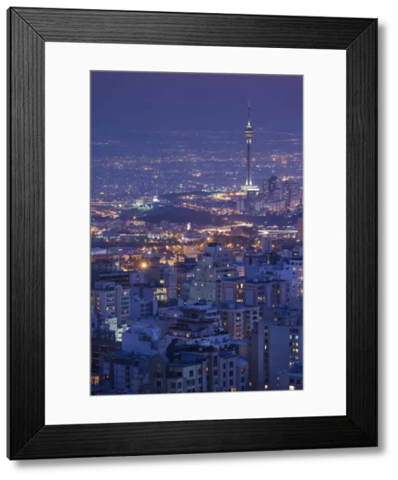Framed Print : Iran, Tehran, elevated city skyline with view tfrom the Roof of Iran Park towards Framed Print : Iran, Tehran, elevated city skyline with view tfrom the Roof of Iran Park towards