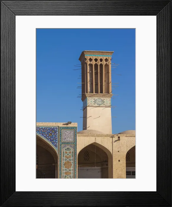 Framed Print : Iran, Southeastern Iran, Kerman, End to End Bazaar, traditional badjir, wind tower