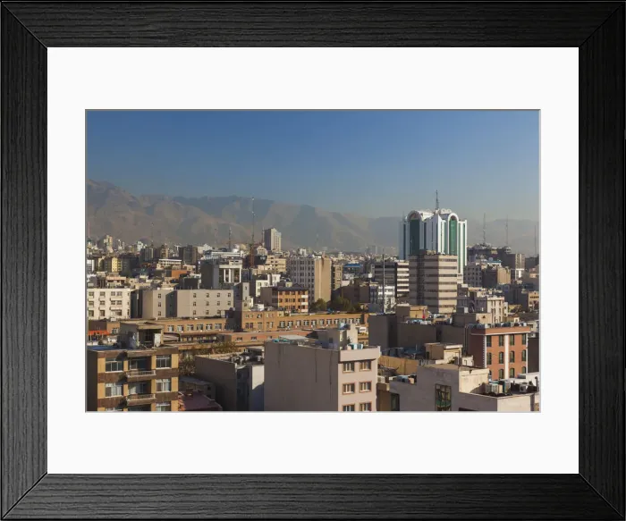 Framed Print : Iran, Tehran, elevated city view, morning Framed Print : Iran, Tehran, elevated city view, morning