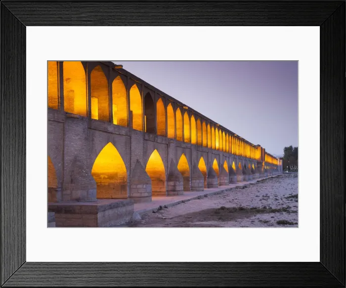 Framed Print : Iran, Central Iran, Esfahan, Si-o-Seh Bridge, dawn