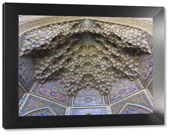 Iran, Central Iran, Shiraz, Nasir-al Molk Mosque, exterior tilework