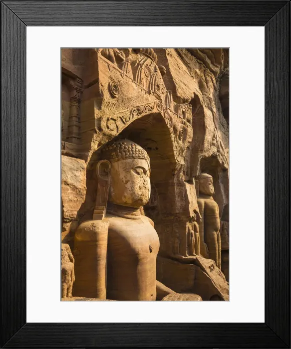 Framed Print : India, Madhya Pradesh, Gwalior, Gopachal Parvat, Jain Images cut into the cliff rock Framed Print : India, Madhya Pradesh, Gwalior, Gopachal Parvat, Jain Images cut into the cliff rock