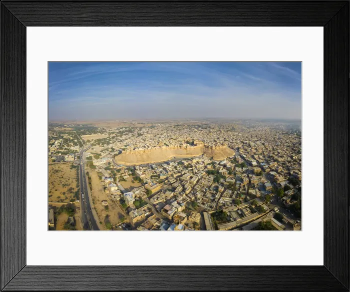 Framed Print : India, Rajasthan, Jaisalmer, Old Town, Aerial view of Old Town and Fortifications