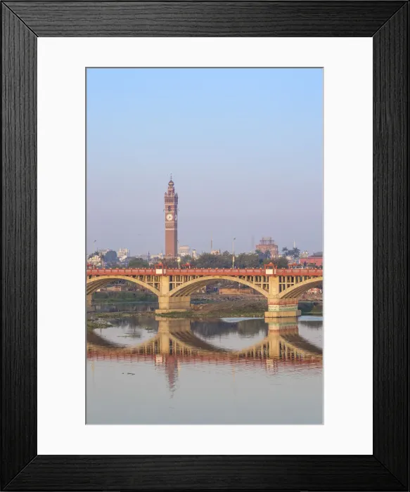 Framed Print : India, Uttar Pradesh, Lucknow, Bridge over Gomti River