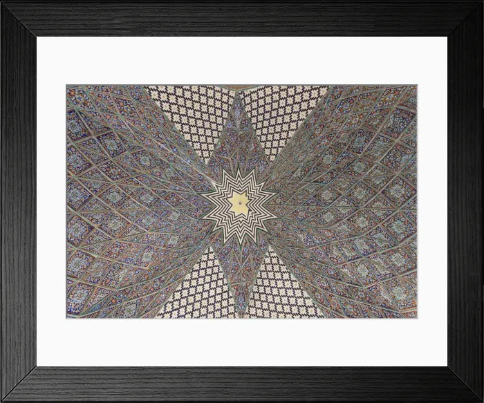 Framed Print : Iran, Central Iran, Kermanshah, ornamental gate and highway rest stop, tilework detail Framed Print : Iran, Central Iran, Kermanshah, ornamental gate and highway rest stop, tilework detail