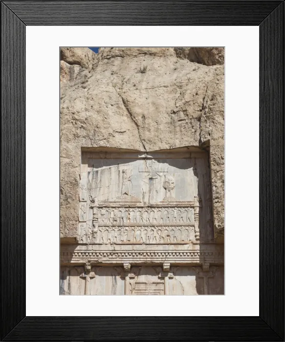 Framed Print : Iran, Central Iran, Shiraz, Naqsh-e Rostam, Sassanian stone reliefs cut into mountain Framed Print : Iran, Central Iran, Shiraz, Naqsh-e Rostam, Sassanian stone reliefs cut into mountain