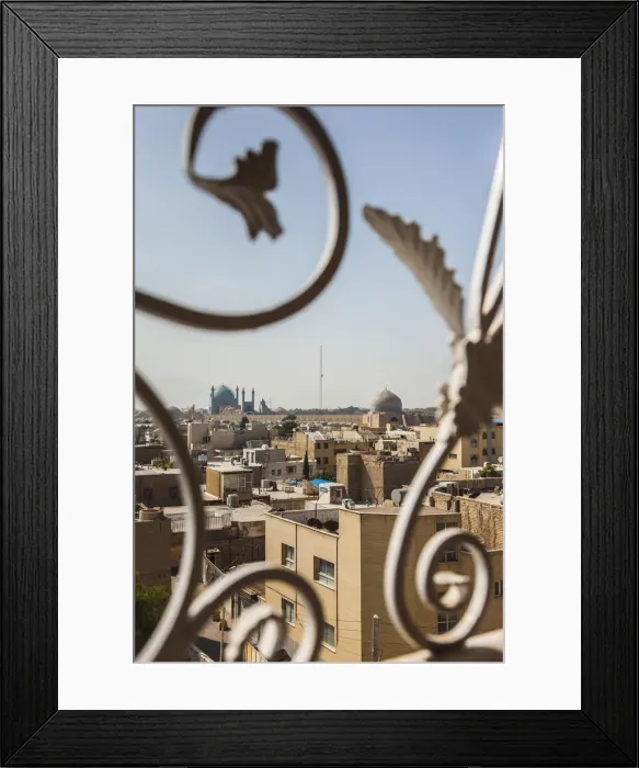 Framed Print : Iran, Central Iran, Esfahan, elevated view of central city towards Royal Mosque Framed Print : Iran, Central Iran, Esfahan, elevated view of central city towards Royal Mosque