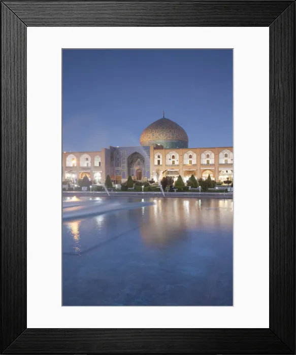 Framed Print : Iran, Central Iran, Esfahan, Naqsh-e Jahan Imam Square, dusk