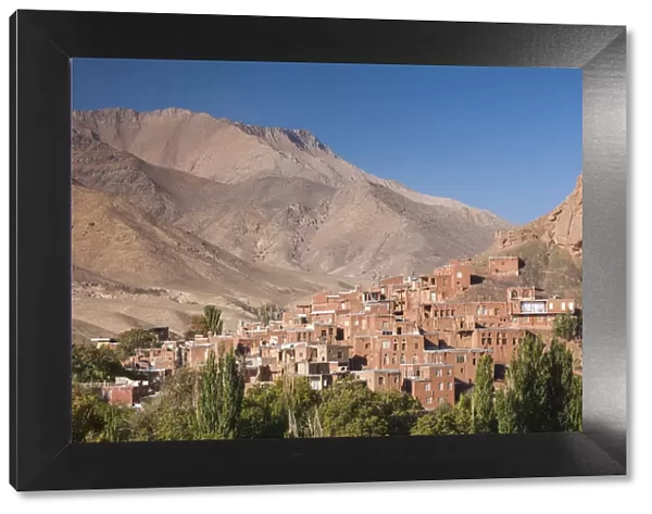 Iran, Central Iran, Abyaneh, elevated village view, dawn