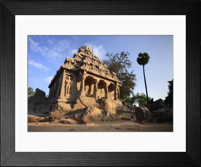 Framed Print : The Five Rathas, Mamallapuram (UNESCO World Heritage Site), Tamil Nadu, India