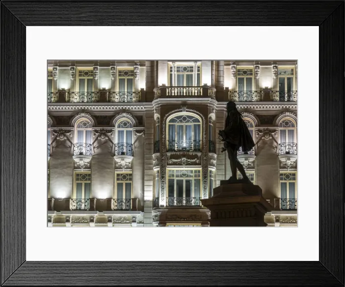 Framed Print : Night view of Plaza de Las Cortes, Madrid, Comunidad de Madrid, Spain Framed Print : Night view of Plaza de Las Cortes, Madrid, Comunidad de Madrid, Spain