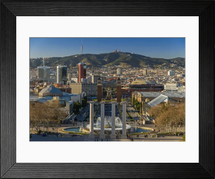 Framed Print : City skyline with Magic Fountain or Font Magica from Montjuic, Barcelona, Catalonia Framed Print : City skyline with Magic Fountain or Font Magica from Montjuic, Barcelona, Catalonia