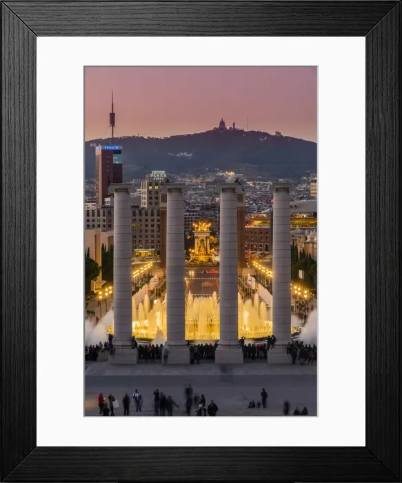 Framed Print : Night light show at Magic Fountain or Font Magica located in Montjuic, Barcelona
