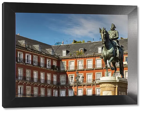 The equestrian statue of Philip III or Felipe III, Plaza Mayor, Madrid, Comunidad