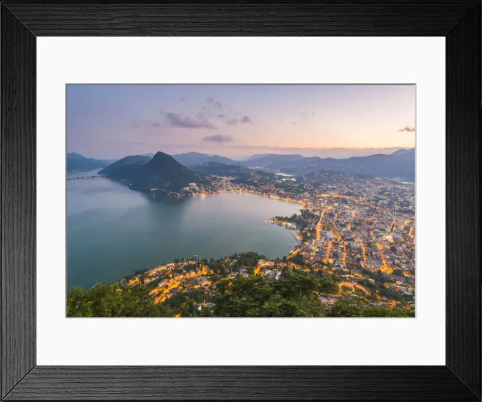 Framed Print : Lugano, lake Lugano, Ticino canton, Switzerland