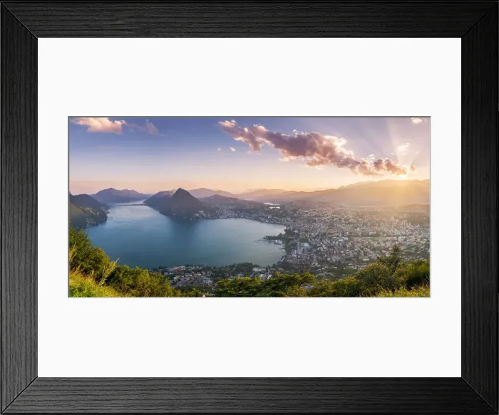 Framed Print : Lugano, lake Lugano, Ticino canton, Switzerland