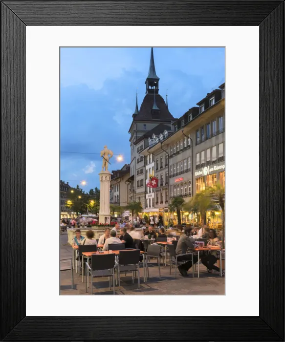 Framed Print : Europe, Switzerland, Berne, street cafes at Baerenplatz Framed Print : Europe, Switzerland, Berne, street cafes at Baerenplatz