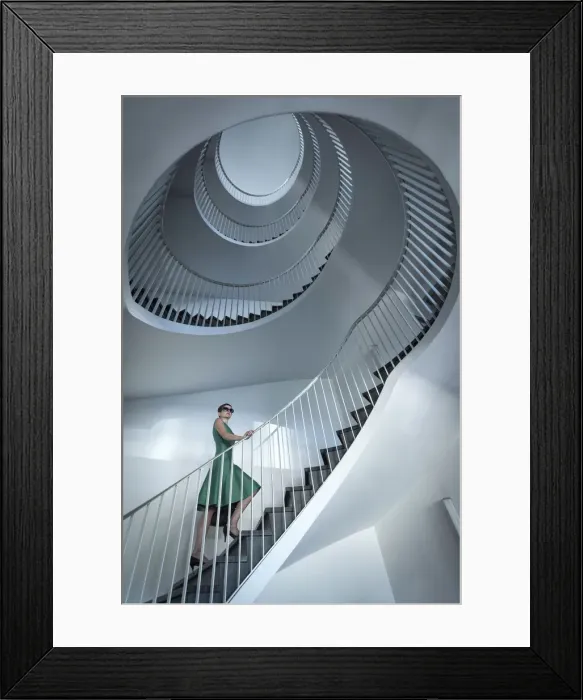 Framed Print : Europe, Switzerland, St. Gallen, woman on a staircase MR Framed Print : Europe, Switzerland, St. Gallen, woman on a staircase MR