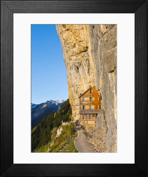 Framed Print : Berggasthaus Aescher-Wildkirchli, Ebenalp, Appenzell Innerrhoden, Switzerland Framed Print : Berggasthaus Aescher-Wildkirchli, Ebenalp, Appenzell Innerrhoden, Switzerland
