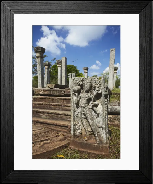 Framed Print : Guardstone of Kujjatissa Pabbata in Mahavihara Monastery, Anuradhapura, (UNESCO World Framed Print : Guardstone of Kujjatissa Pabbata in Mahavihara Monastery, Anuradhapura, (UNESCO World