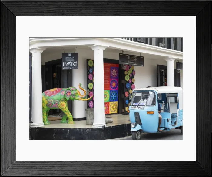Framed Print : Tuk tuk outside spa shop, Galle, Southern Province, Sri Lanka Framed Print : Tuk tuk outside spa shop, Galle, Southern Province, Sri Lanka