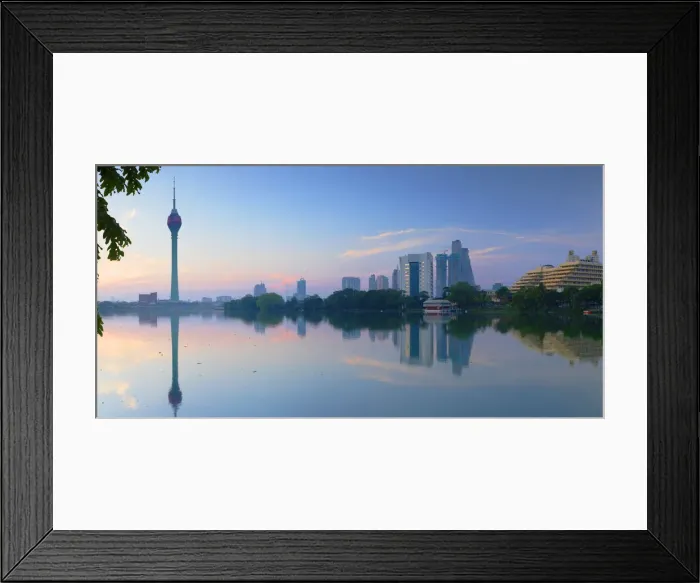 Framed Print : Lotus Tower on Beira Lake at dawn, Colombo, Sri Lanka