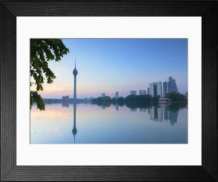 Framed Print : Lotus Tower on Beira Lake at sunrise, Colombo, Sri Lanka Framed Print : Lotus Tower on Beira Lake at sunrise, Colombo, Sri Lanka