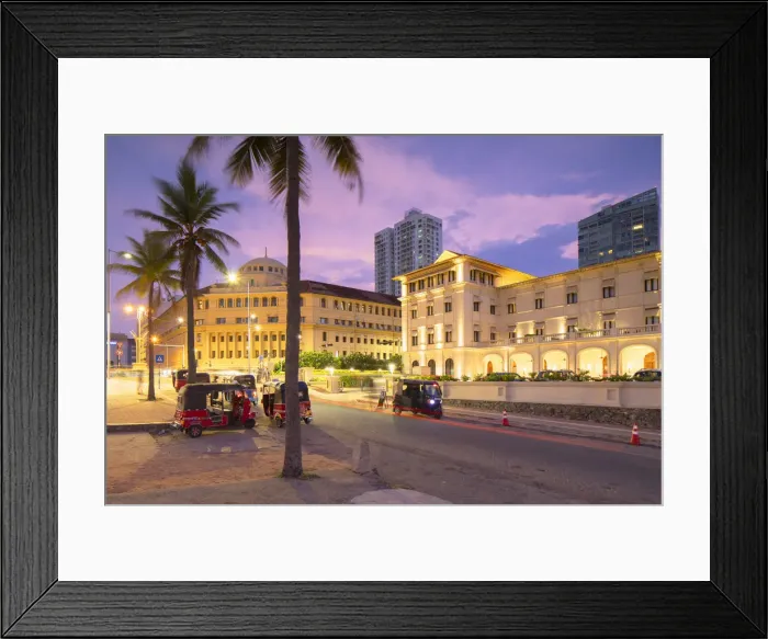 Framed Print : Tuk tuks parked outside Galle Face Hotel at sunset, Colombo, Sri Lanka Framed Print : Tuk tuks parked outside Galle Face Hotel at sunset, Colombo, Sri Lanka