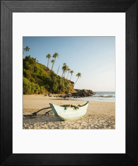 Framed Print : Traditional wooden boat on Talalla Beach at dusk, South Coast, Sri Lanka, Asia Framed Print : Traditional wooden boat on Talalla Beach at dusk, South Coast, Sri Lanka, Asia