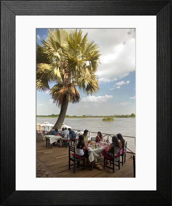 Framed Print : Juba, South Sudan. Restaurant on the banks of the river Nile Framed Print : Juba, South Sudan. Restaurant on the banks of the river Nile
