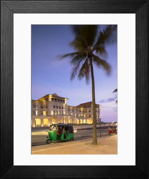 Framed Print : Tuk tuks parked outside Galle Face Hotel at sunset, Colombo, Sri Lanka Framed Print : Tuk tuks parked outside Galle Face Hotel at sunset, Colombo, Sri Lanka