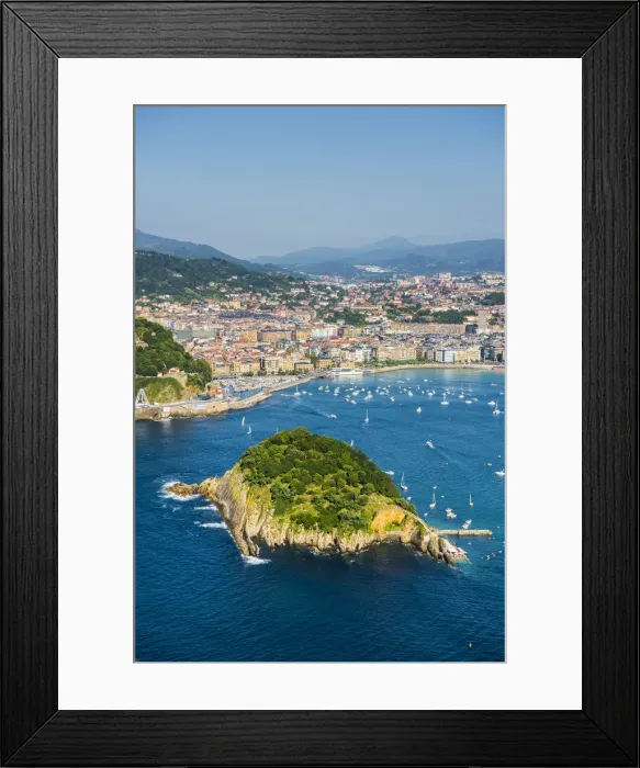 Framed Print : Spain, Basque Country, San Sebastian (Donostia). Santa Clara Island and the Concha Bay Framed Print : Spain, Basque Country, San Sebastian (Donostia). Santa Clara Island and the Concha Bay