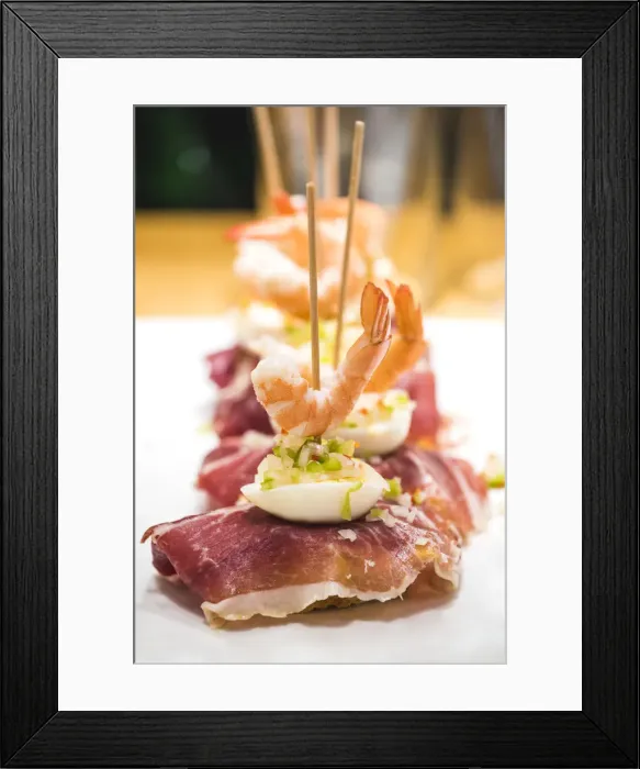 Framed Print : Spain, Basque Country, San Sebastian (Donostia). Traditional Pinchos (Pintxos) snacks Framed Print : Spain, Basque Country, San Sebastian (Donostia). Traditional Pinchos (Pintxos) snacks